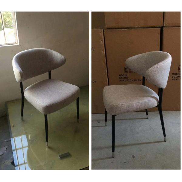 Elegant iron metal armless fabric dining chair for Home Restaurant Hotel