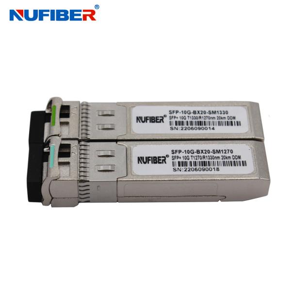 1270 / 1330nm TX RX 20km 10G SFP Module , WDM Single Mode 10G SFP Bidi Transceiver