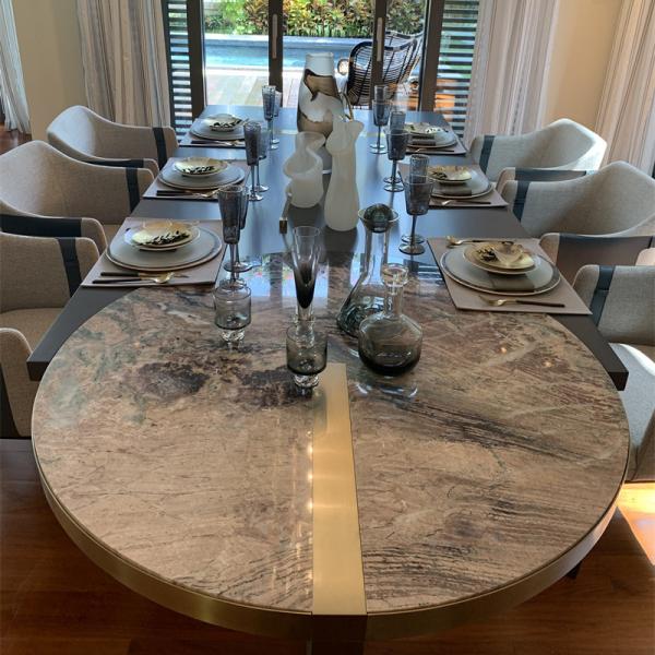 Rectangle Modern Artificial Marble Dining Table Italy Style Furniture Luxury Design