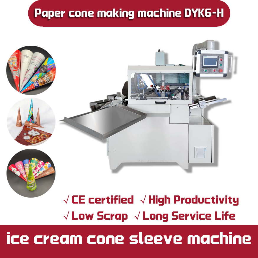 High Efficiency Aluminum Foil Paper Ice Cream Cone Sleeve Machine with 250 PCS