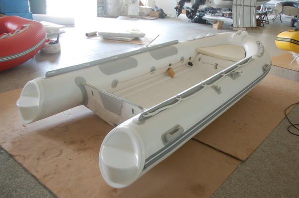 390cm Semi - Rigid Inflatable RIB Boats Fiberglass Hull Light Grey Color