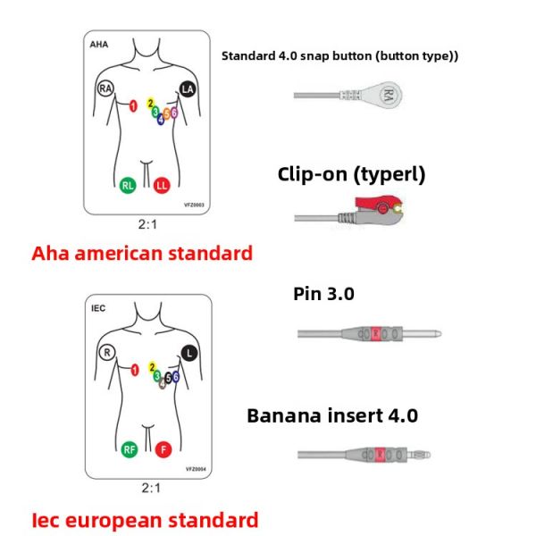 Commen 8000E Integrated 12-Lead ECG Cable C50 C30 C70 C80 NC8 Compatible With Medical Consumables Three-Lead Compatibility