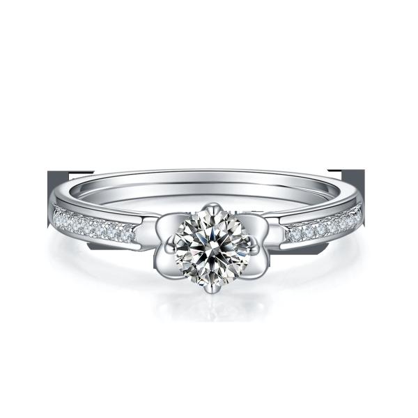Flower Cut  Moissanite Engagement Ring Unique 14KN White Gold Ring Moissanite Engagement   Ring