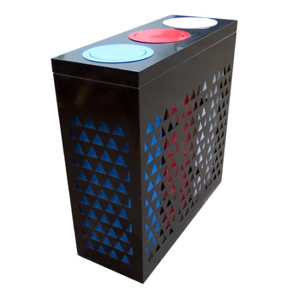 Three Compartments 350mm Width 35L Steel Outdoor Trash Can