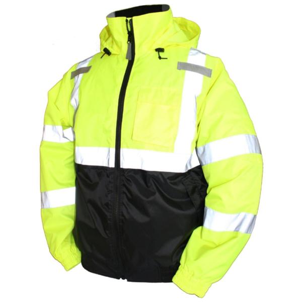 Green Reflective Safety Jackets High Visibility Coat With 2 Side Pockets