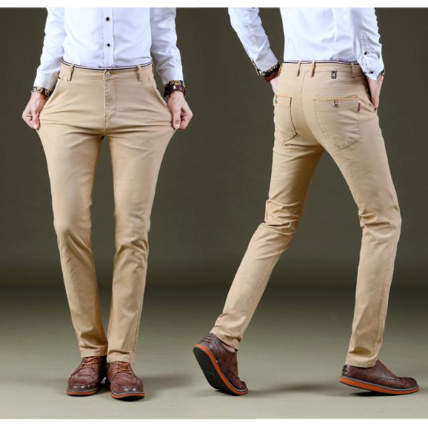 Men's Four Seasons Stretch Casual Pants with Slim Straight Design and Light Wash
