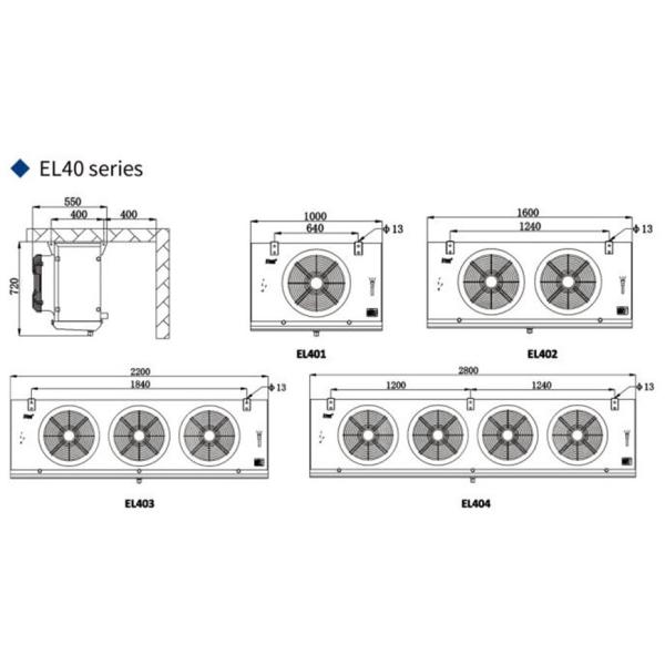 La refrigeración parte el tipo industrial una unidad más fresca del techo de aire para la cámara fría grande