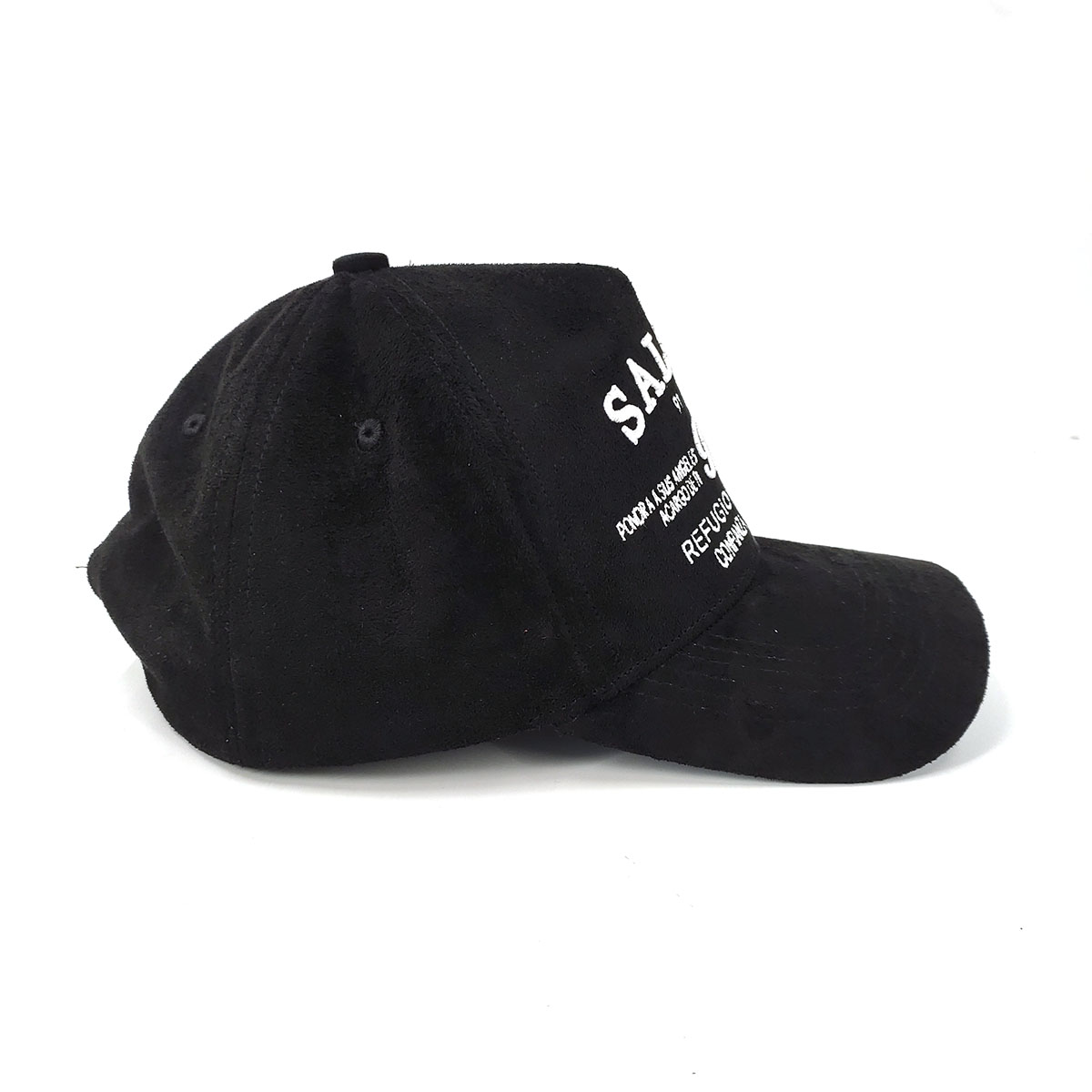 Embroidered Baseball Caps Black Suede Silk Lined Customize Front And Back 3D Embroidery Short Suede Brim