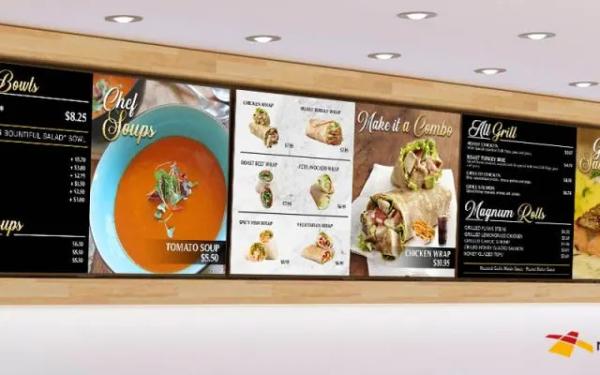 Do café automotivo comercial da placa do menu de 43 Digitas da polegada exposição estreita da moldura