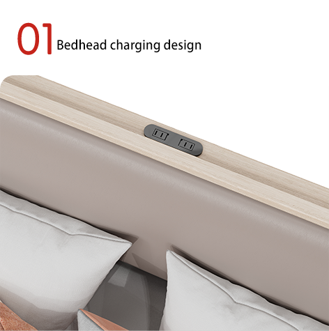 customization Single Apartment Bed, Homestay, Stable Slab Bed with Charging Port Design,Bed Head Soft Package, Modern Bed