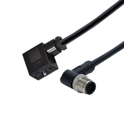M12 conector impermeável de Straigt do homem do molde 8pins ao tipo B 2+PE da válvula de solenoide