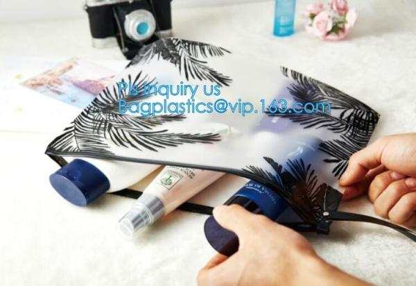 school pencil bag/printing stationery bag/zipper slider plastic pencil bag, gold Supplier custom slider pvc pouch with z