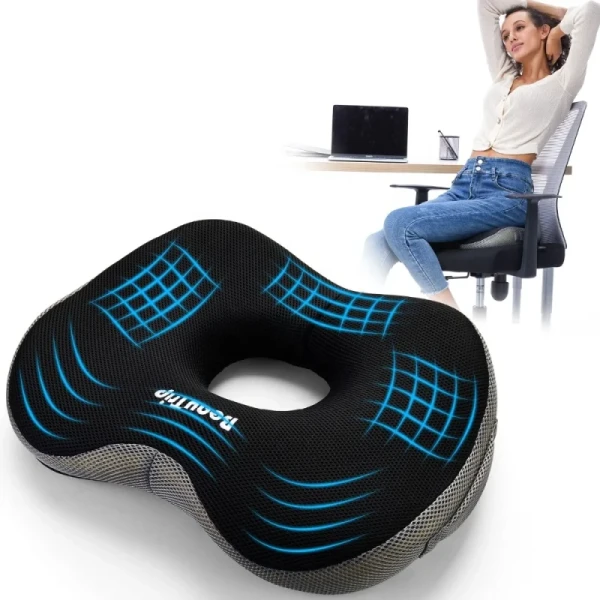 OBLONG Memory Foam Office Chair Cushion Pad Hip Massage Support Orthopedic Pain Relief
