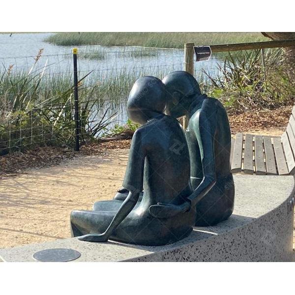 Modern Lost Wax Bronze Sculpture , Commissioned Bronze Together Statue Patina Finish