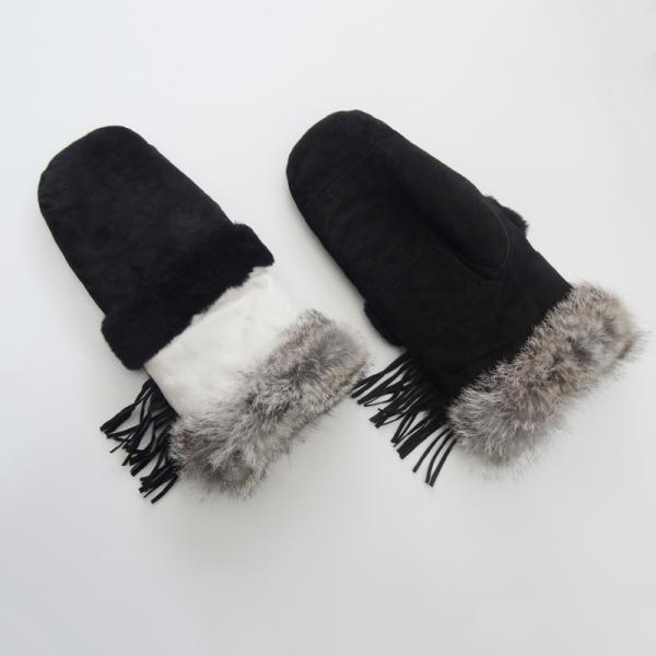 Wholesale customized cheap mitten winter leather gloves women sheepskin