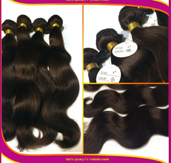 Guangzhou 100% Human Hair Light Brown Brazilian Virgin Hair Body Wave With Same Color 4# Closures No Shedding No Tangle