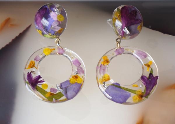 Customized Purple Romance Love Earstud Korea Style Purple Color Earrings Rings With Ball