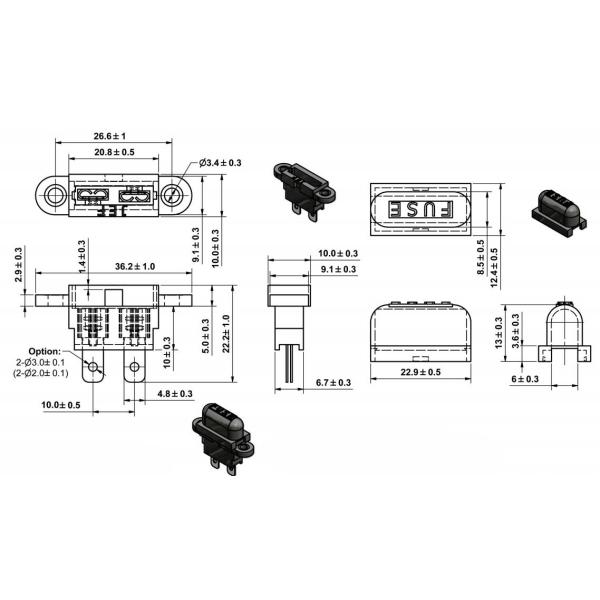 SL-703C UL94V2 125C Автомобильный нож предохранителя 35A Тинопластированный латунь контакт