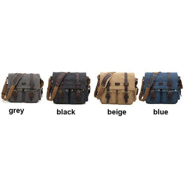 Canvas Leather Trim Multifunctional Camera Bag