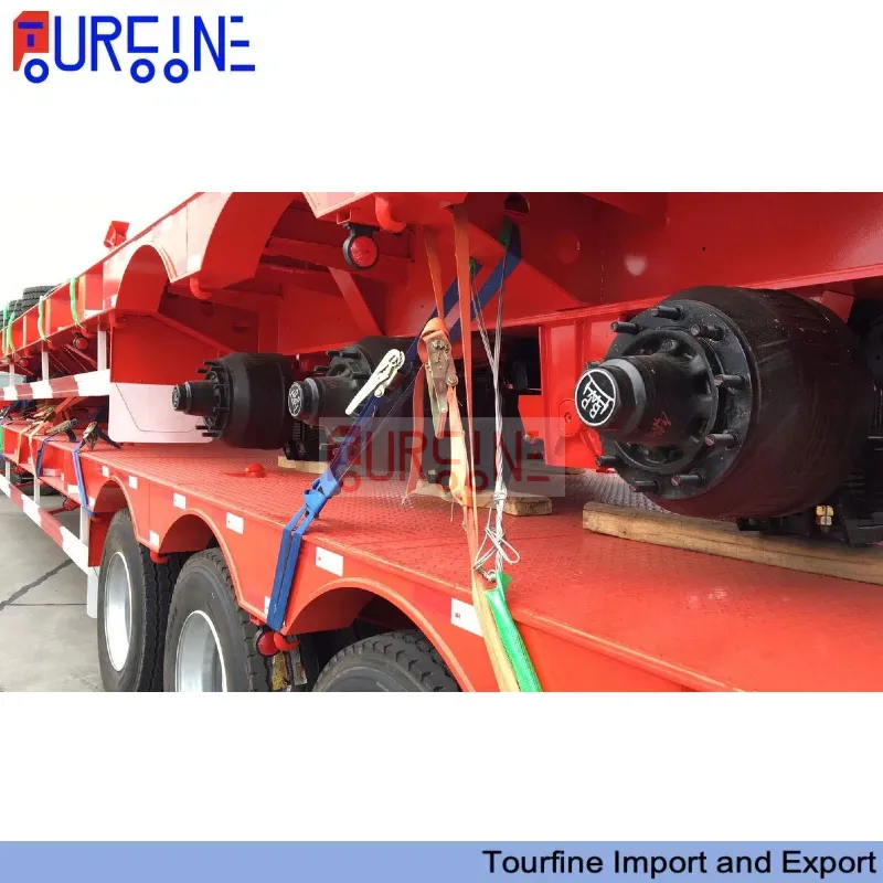 3 Axle 80 Ton Low Bed Semi Trailer Low Deck Heavy Duty Chassis For Heavy Machinery Transport