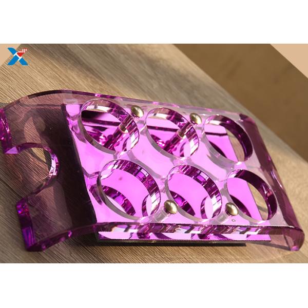 6 Holes Clear Purple Acrylic Cup Holder , Recyclable Acrylic Serving Platter