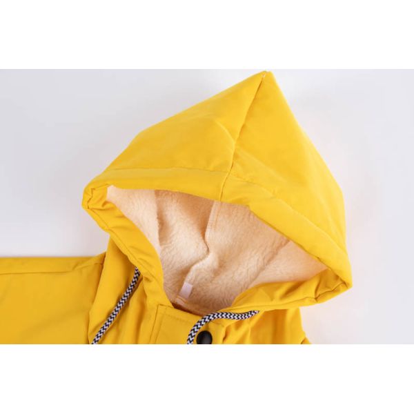 Faux-Sherpa Lined Wind-Resistant Hooded Parka in Sunflower Yellow Winter Jacket