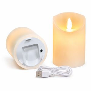 Rechargeable Flameless LED Pillar Candle with Remote Control and Timer Function