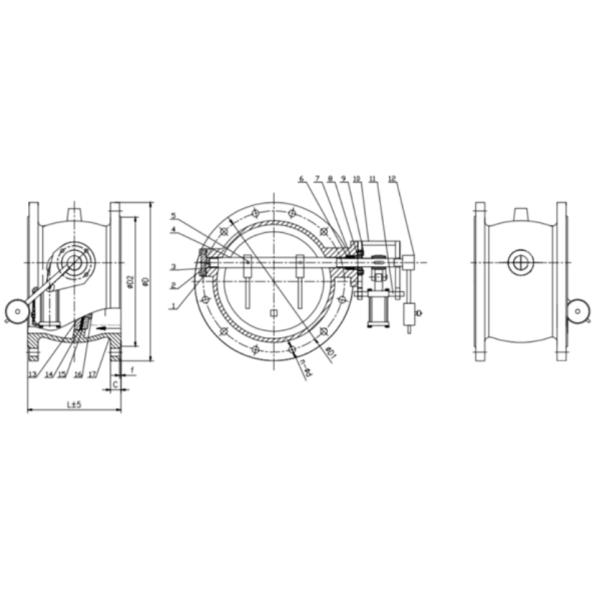 Ductile Iron Tilting Check Valve With Counterweight & Hydraulic Damper