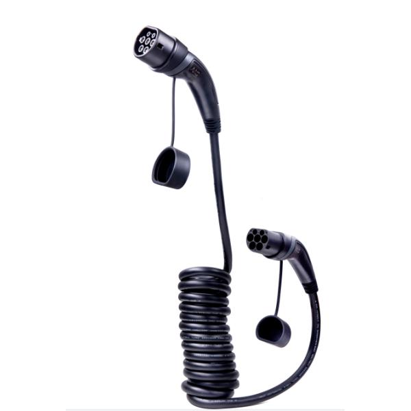 заряжатели 32amp электротранспорта 3 кабель ev типа 2 IEC 62196-2 участка 22KW поручая спиральный