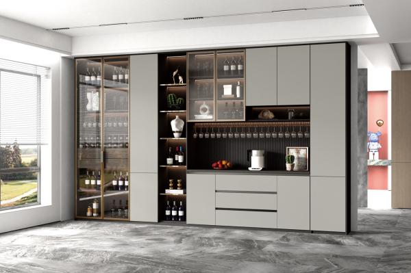 Modern Italian Nordic Wooden Wine Cabinet Design Glass Bar Living Room Furniture Wine Cooler