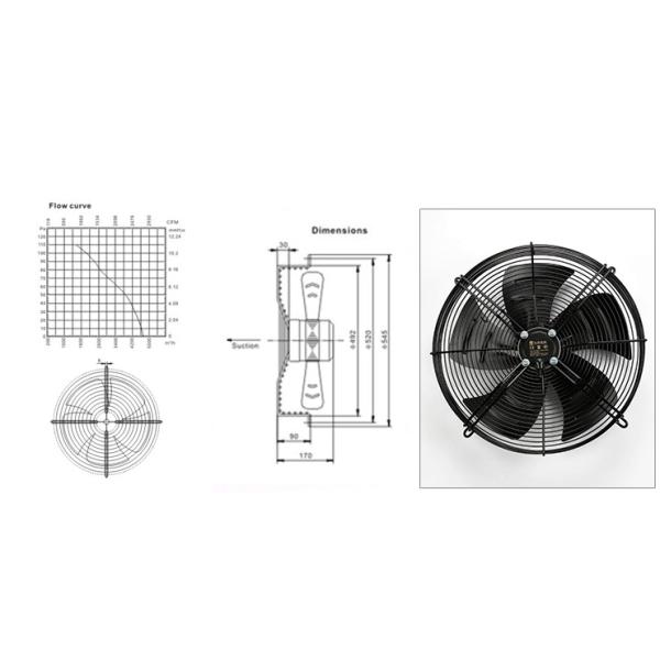 1350RPM вентилятор с осевой обтекаемостью воздуха Dia 450mm с внешней системой вентиляции мотора ротора