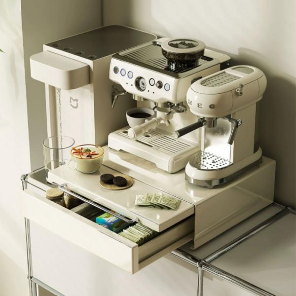Coffee Machine Display Holder Pod Storage Drawer Dust-proof Capsule Organizer with Scalable Tray Mug Box Rack for Kitchen Office