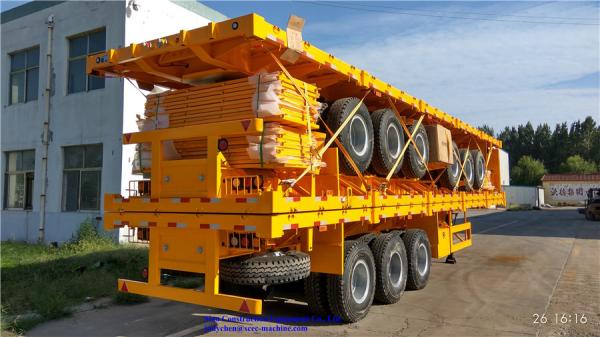 3 Axles Sinotruk Heavy Duty Semi Trailers 50000kg Flat Bed Cargo Trailer With Side Board