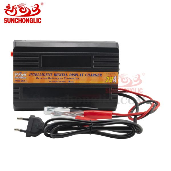 20A Automatic Car Battery Charger with Temperature Control and Digital Screen for Lead-Acid Batteries