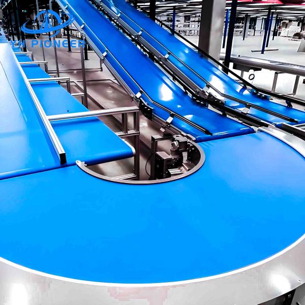 PU Turning Belt Conveyor Packing Machine , Material Handling Conveyor Custom Length