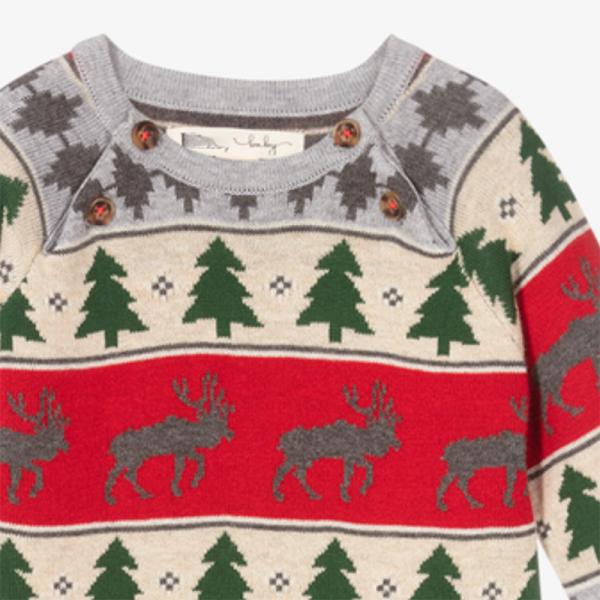 Wholesale Christmas 100% Cotton With Button Full Sleeve Baby Sweater Overall Rompers