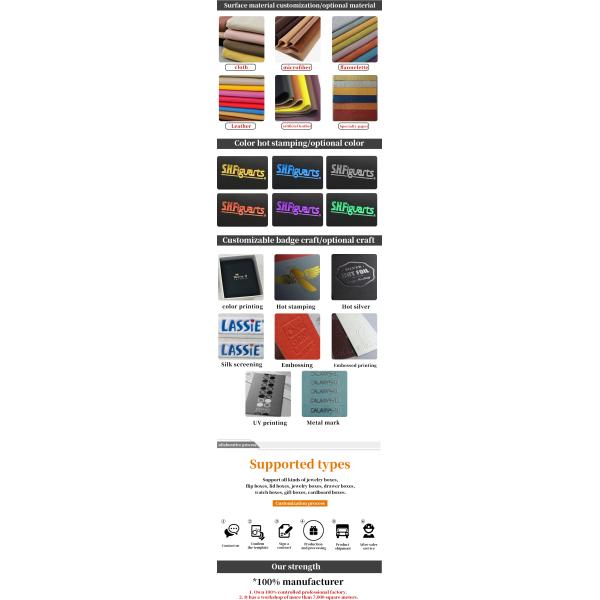 Boîte d'emballage de bijoux élégants personnalisés en cuir PU pour anneaux colliers et bracelets