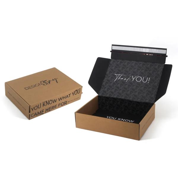 Cajas de envío corrugadas Kraft ecológicas con cremallera de fácil rasgado para correo, personalizadas, embalaje de papel