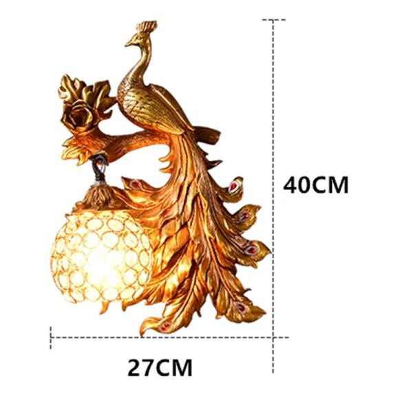Vintage Creative Art Deco Peacock Resin Wall Lamp Gold Vanity Luxury Bedroom Wall Light（WH-VR-62）