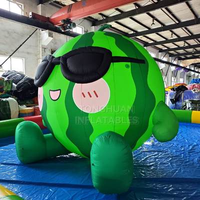 Giant Cartoon Watermelon Inflatable Advertising Model with Sunglasses Custom Printing and Stable Air Supported Structure for Promotions