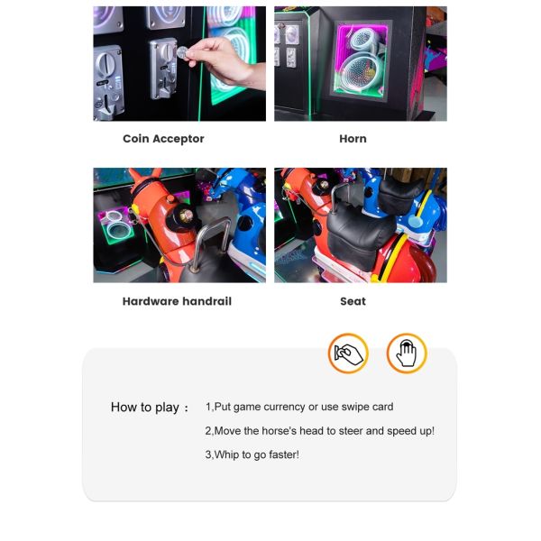 Amusement Park Kids Coin Operated Game Machine Dream Knight Horse Racing Machine