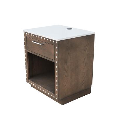 White Quartz Top 1 Drawer Solid Wood Nightstand , Modern Wood Nightstand Custom Made