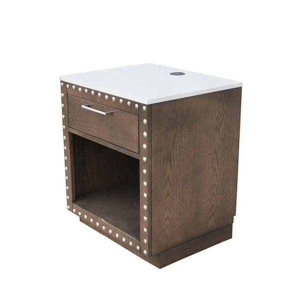White Quartz Top 1 Drawer Solid Wood Nightstand , Modern Wood Nightstand Custom Made
