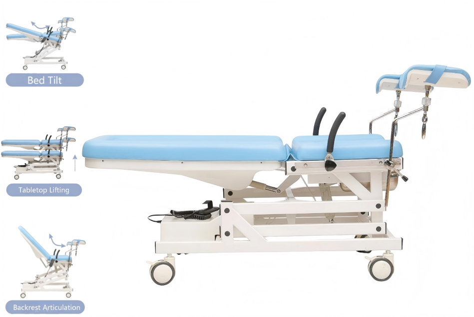 DS-III Electric Examination Table with Streamlined Design, Concealed Waste Basin Optional Colors