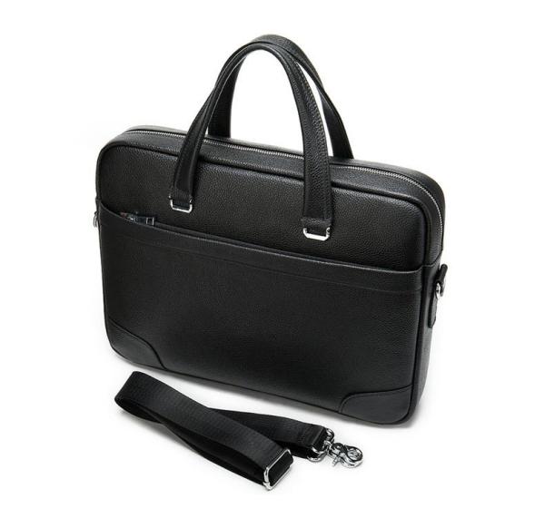 Full Grain Leather Briefcase Attache Laptop Bag Black Unisex Classy BRB03