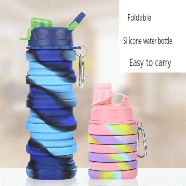 Portable Water Bottle for Fitness and Riding Creative Camouflage Silicone Folding Mug