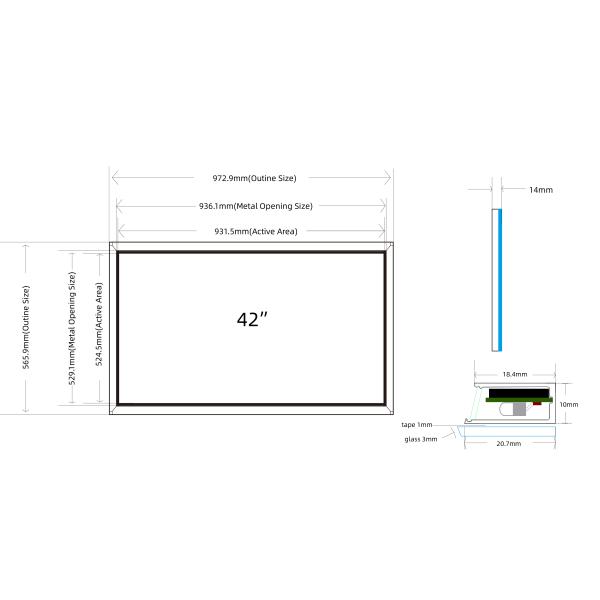 Aluminium Alloy IR Touch Screen Overlay 24 Inch 10ms For Business