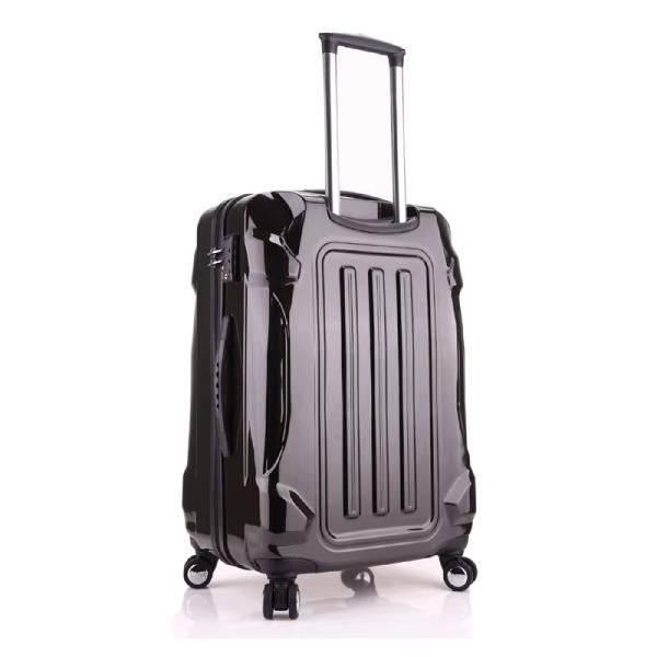Unisex TSA Lock Luxury Urban Hard Carry-On Trolley Luggage Black Infant Plastic Suitcases with Scratch-Resistant Surface
