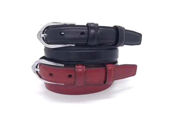 Black / Red Color Womens Genuine Leather Belt With Rhinestone Buckle