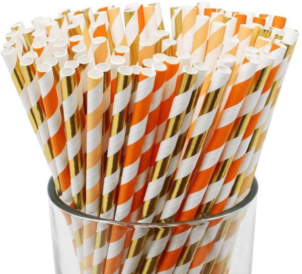 6.35mm New Year Party Decoration Biodegradable Wheat Festive Paper Straws